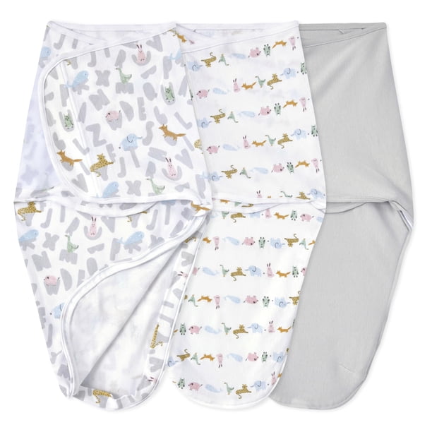 Manta Swaddle de algodón fácil de envolver, 3 unidades, Adden + Anais