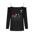 thumbnail image 3 of IROINNID Women's Off-The-Shoulder Loose Comfortable Pullover Print Long Sleeve Trendy Blouses Tops,Black, 3 of 3