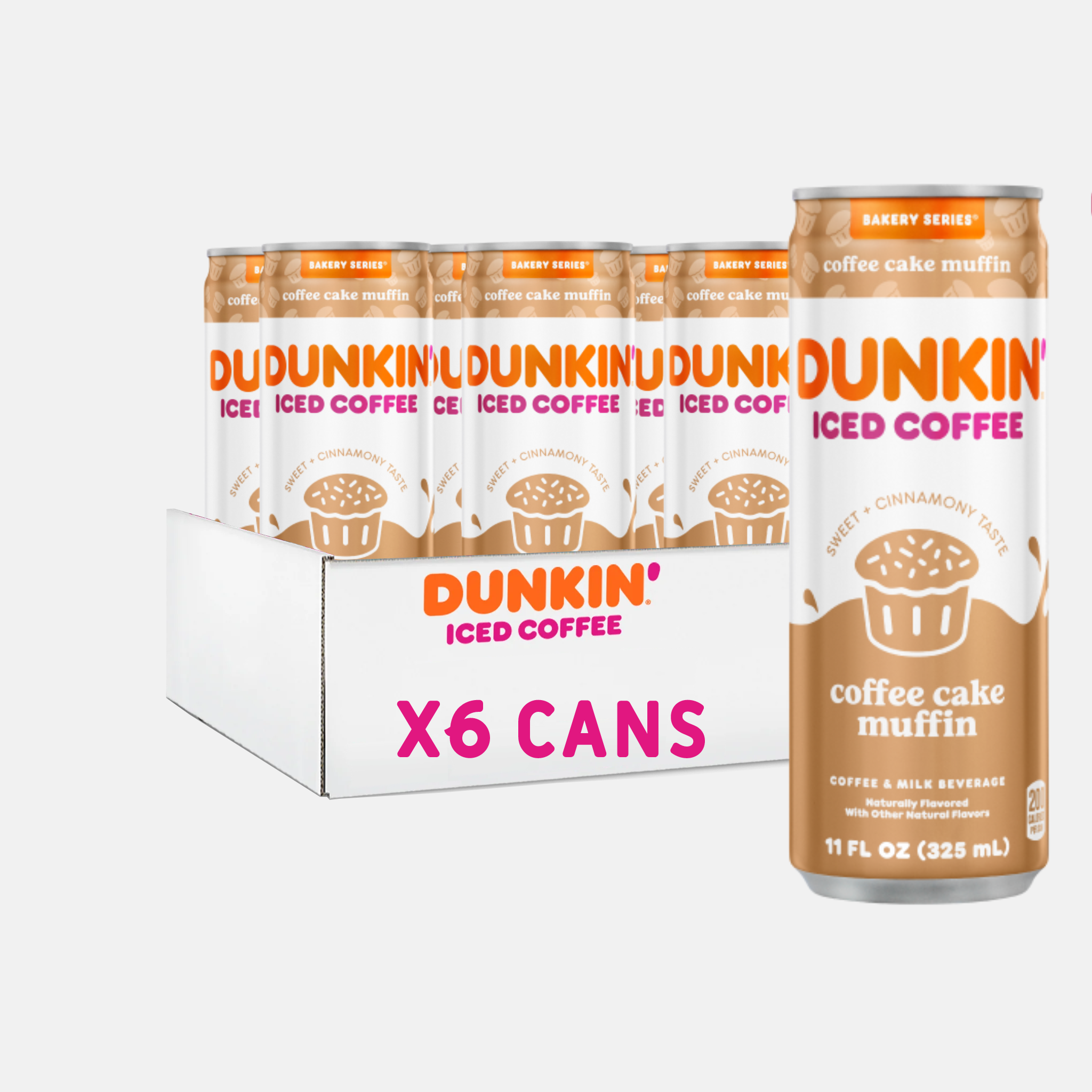 Dunkin' Coffee Cake Muffin Iced Coffee 11 fl oz, 6 Cans