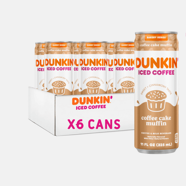 Dunkin' Coffee Cake Muffin Iced Coffee 11 fl oz, 6 Cans