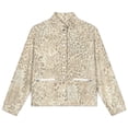 thumbnail image 4 of Jackets for Women Winter Coat Jackets Flannel Stand Collar Jacket(Beige Floral Leopard Print,Size:S-4XL), 4 of 7