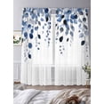 thumbnail image 3 of Blue Eucalyptus Leaves Sheer Curtains 84 Inch Length 2 Panels Set, Summer Botanical Watercolor Voile Window Treatment Rod Pocket Curtains Sheers Drapes for Bedroom/Living Room/Kitchen 52"x84"x2, 3 of 7