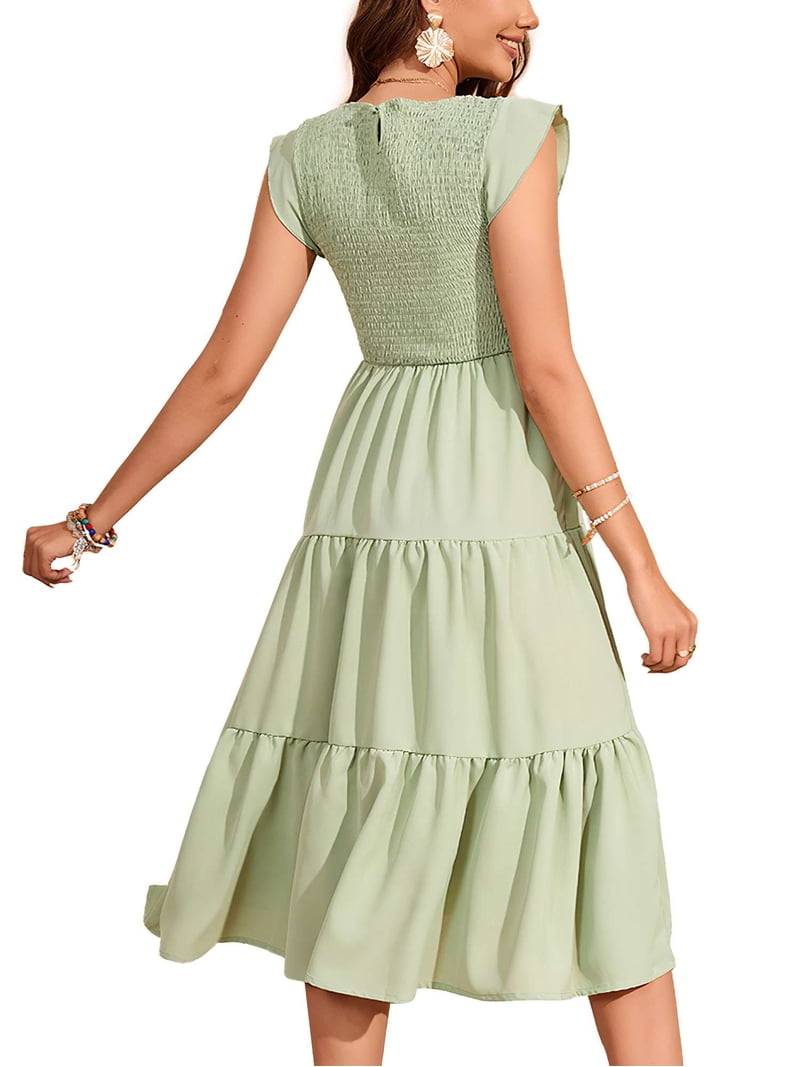Deago Womens Summer Maternity Dress for Photoshoot Baby Shower Casual  Ruffle Sleeve Boho Maxi Smocked Pregnancy Dresses (Green, XL) - Walmart.com