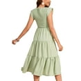 thumbnail image 3 of Deago Womens Summer Maternity Dress for Photoshoot Baby Shower Casual Ruffle Sleeve Boho Maxi Smocked Pregnancy Dresses (Green, S), 3 of 9