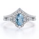 thumbnail image 1 of JeenMata Anillo de Bodas de 1,35 Quilates con Forma de Huevo en Forma de Chevron en Color Azul Cielo con Pavé de Moissanita y Aguamarina Engastado en Oro Blanco de 18 K sobre Plata, 1 of 6