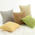 thumbnail image 3 of Nvzi Striped Corduroy Decorative Square Throw Pillow Covers Soft Soild Cushion Cases Pillowcases for Sofa Bedroom Car 16 x 16 Inch Th Gold, 3 of 4