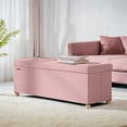 thumbnail image 2 of SONGMICS 43.3" Storage Ottoman Bench, Ottoman with Storage, 30 Gal Foot Rest Stool for Bedroom Living Room, Jelly Pink, 2 of 7