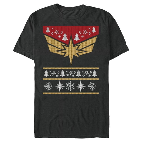 Marvel Captain Marvel Carol Danvers Holiday Sweater - Short Sleeve Blended T-Shirt for Adults - Customized-Dark Heather