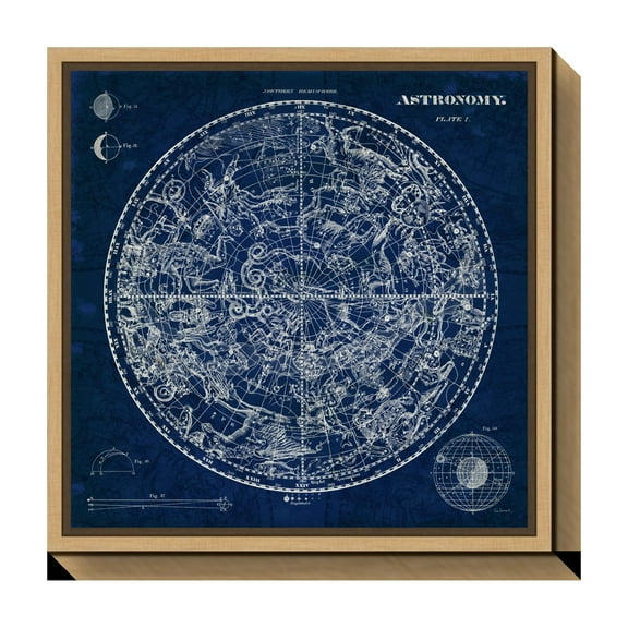 Amanti Art Celestial Blueprint Framed Canvas Wall Art