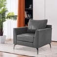 thumbnail image 4 of Mcombo Set of 2 Modern Accent Chair, Faux Leather Upholstered Lounge Armchair, Single Sofa Chairs for Living Room Office 4629, 4 of 10