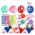 thumbnail image 4 of Assortiment de Jeu pour Chat : Ensemble de 16 Pcs 3 Comprend des Balles Colorées, des Jouets en Cuir, des Balles Cloche et des Jouets à Ressort - Fabriqué en PP, Métal et Polyester, Emballé dans un Sac OPP pour le Divertissement des Félins, 4 of 5