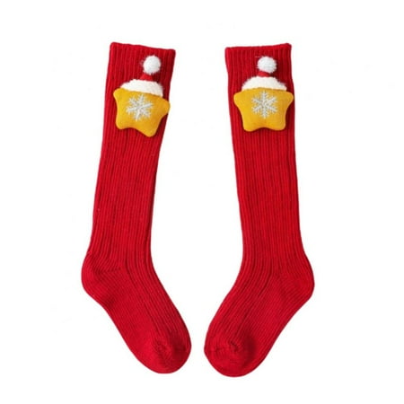 

SYNPOS Baby Ruffle Socks/Baby Socks with Grip/Anti-slip Baby Christmas Socks Cotton Sock Baby Girl Boy Floor Sock Warm(1pair)