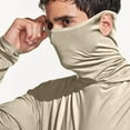 thumbnail image 7 of FAVIPT Men's Sunscreen Shirts with Hood Plain Long Sleeve Shirts Lightweight Rash Guard Soft Shirts Outdoor Hiking UPF 50+ Outwear with Mask Khaki,S, 7 of 7