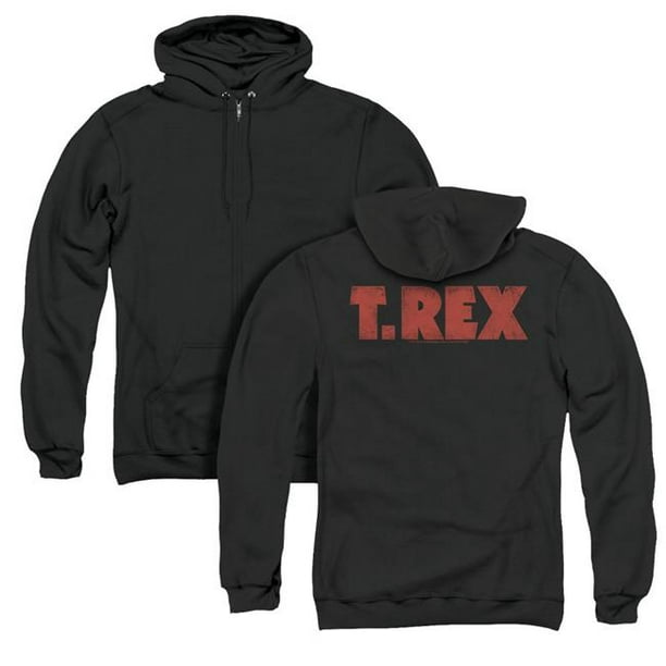 Trevco TRX101BK-AZH-3 T Rex & Logo Back Print Adult Zipper Hoodie& 