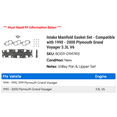 thumbnail image 2 of Intake Manifold Gasket Set - Compatible with 1990 - 2000 Plymouth Grand Voyager 3.3L V6 1991 1992 1993 1994 1995 1996 1997 1998 1999, 2 of 2