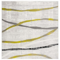 SAFAVIEH Skyler Elouise Geometric Striped Area Rug, Ivory Grey/Green, 6'7" x 6'7" Square