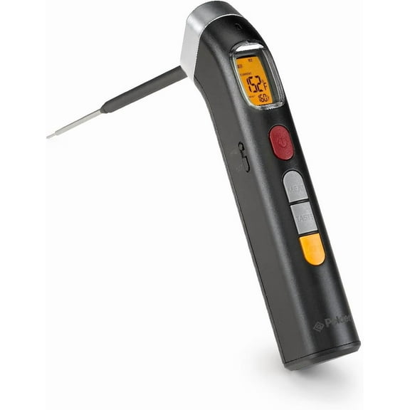 Polder Grill Partner Instant Read Thermometer for Grilling with Foldable 10" Probe, 10 Preset Temperatures and Built-in Torch Light