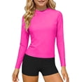thumbnail image 2 of MGDXOX Girls Long Sleeve Rash Guard Athletic Boyshorts Swimsuits 2 Piece Bathing Suit UPF 50+ Swimwears Hot Pink 5-6Years, 2 of 7