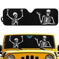 thumbnail image 2 of Uorisanigo Windshield Sun Shade for Jeep Wrangler TJ JK JKU JL JLU- Foldable Funny Skull Print Heat Shield Reflector Cover - Blocks UV Rays & Keeps Your Vehicle Cool, 2 of 7