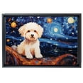 thumbnail image 2 of Bichon Frise Dog Canvas Van Gogh Starry Night Wall Art Gifts Canvas Wall Art Frame Music Artist Customized Canvas Framed Photo Art Work For The Bedroom(Gifts For Dog Lover ), 2 of 6