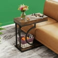 thumbnail image 3 of Farmhouse C Table End Table, Semicircular Frame, Sturdy Metal & Particle Board for Living Room/Bedroom/Small Spaces, 3 of 7