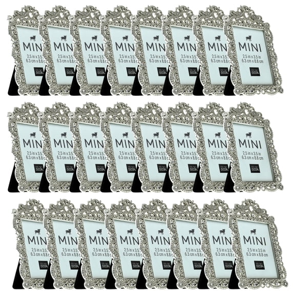 Studio Decor Antique Silver with Jewels 2.5" x 3.5" Mini Frame, 24 Pack