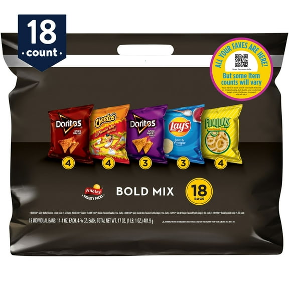 Frito-Lay Bold Mix Snacks Variety Pack, 18 Count (Assortment May Vary)