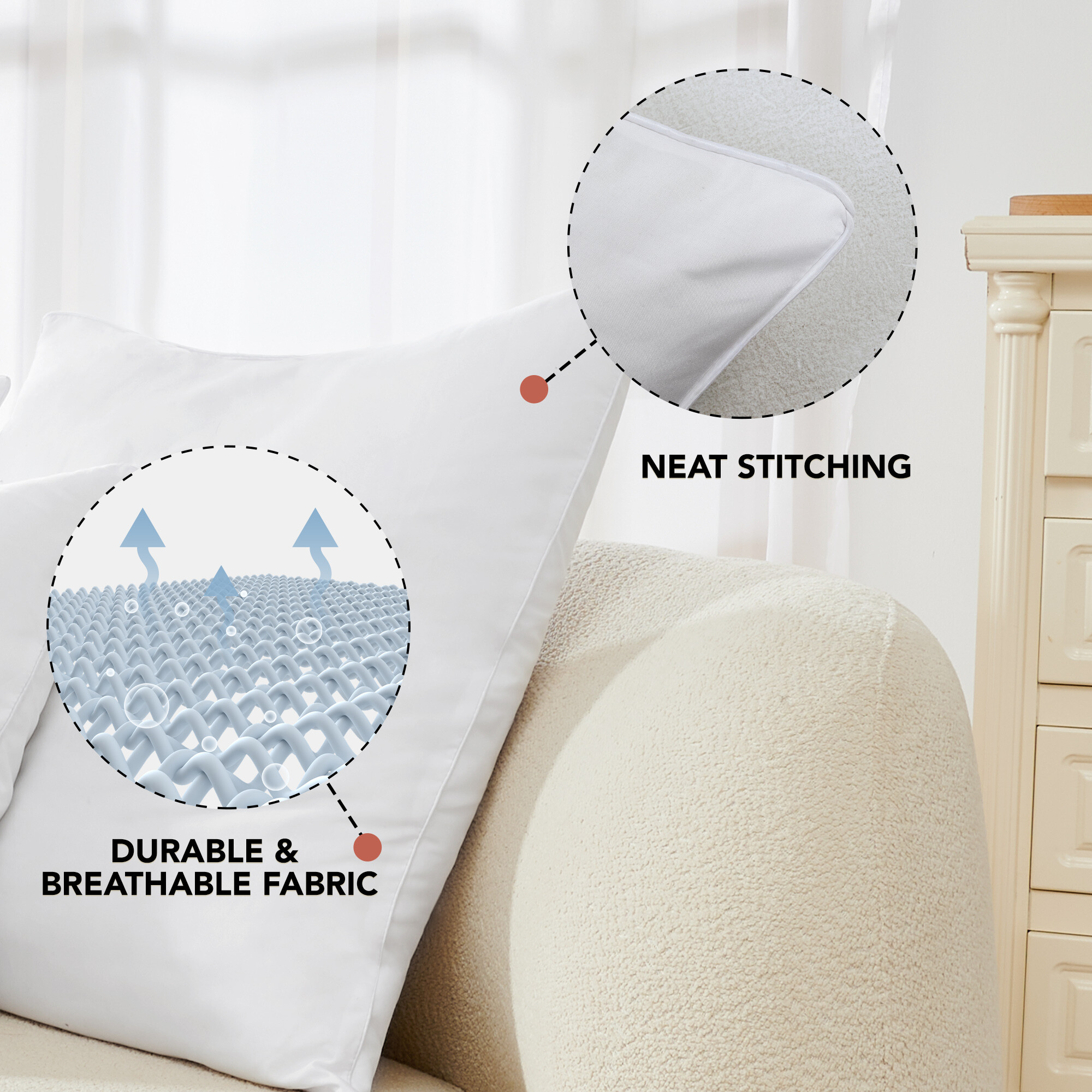 Deconovo Stuffer Pillow Inserts Decorative Pillows 16x16 inch Decorative Pillow Covers 2 Pcs, Size: 16 x 16, White