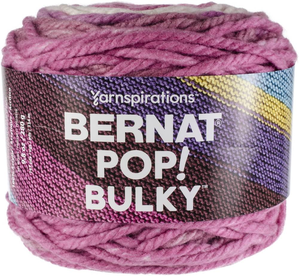 bernat pop bulky yarn, 9.8 oz, gauge 6 super bulky, fabulous fuchisia