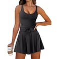 thumbnail image 1 of Vestido de tenis Caracilia para mujer, con pantalones cortos, talla pequeña, negro, 1 of 8