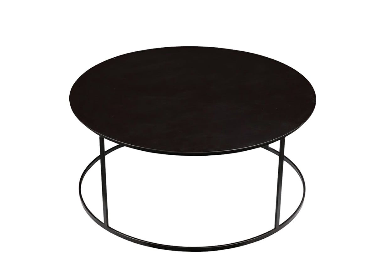 Boraam Robertson 37.5in. Round Metal 16.5in H Coffee Table - Dark Brown Finish