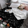 thumbnail image 3 of Christmas Cute Snowman Throw Flannel Blanket 40x60In Snowflakes Winter Black Texture Super Soft Cozy Bed Blanket, Lightweight Plush Fuzzy Bed Throw for Bedroom Sofa Couch Living Room, 3 of 4