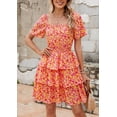 thumbnail image 4 of Vestido PRETTYGARDEN 2025 Floral de Verano con Escote Cuadrado Rojo Talla L, 4 of 7