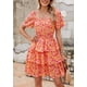thumbnail image 4 of Vestido PRETTYGARDEN 2025 Floral de Verano con Escote Cuadrado Rojo Talla L, 4 of 7