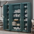thumbnail image 3 of 100% Solid Wood Kitchen Pantry Storage Cabinet with Solid Doors and Adjustable Shelves, Aqua Blue Wooden Modular Tall Cabinets, 3 of 6
