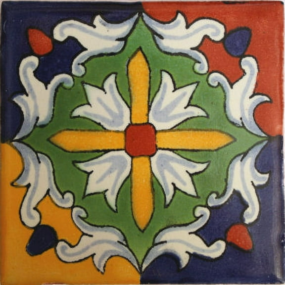4.2x4.2 Veneto Talavera Mexican Tile, Set of 9 pcs
