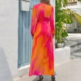 thumbnail image 3 of Vestido largo con diseño de fusión de mármol rosa, naranja y rojo, vestidos de noche para mujer 2024, vestidos de manga larga, 3 of 5