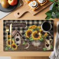 thumbnail image 2 of Placemats Set of 4, Yellow Sunflowers Woven Placemat, Linen Place Mats for Kitchen/Dining Tables, Western Star Brown Farmhouse Plaid Washable Table Mats for Party, 2 of 8