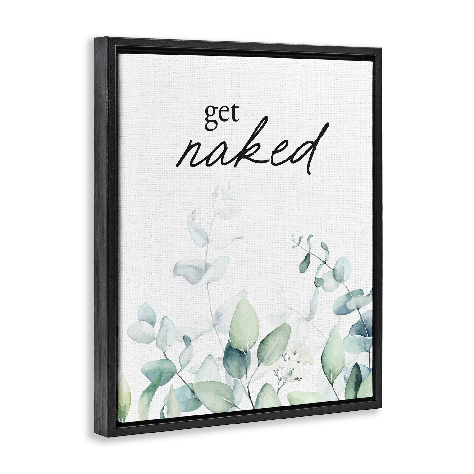 Get Naked Minimal Herbs Black Framed Floater Canvas Wall Art, design by Lettered and Lined