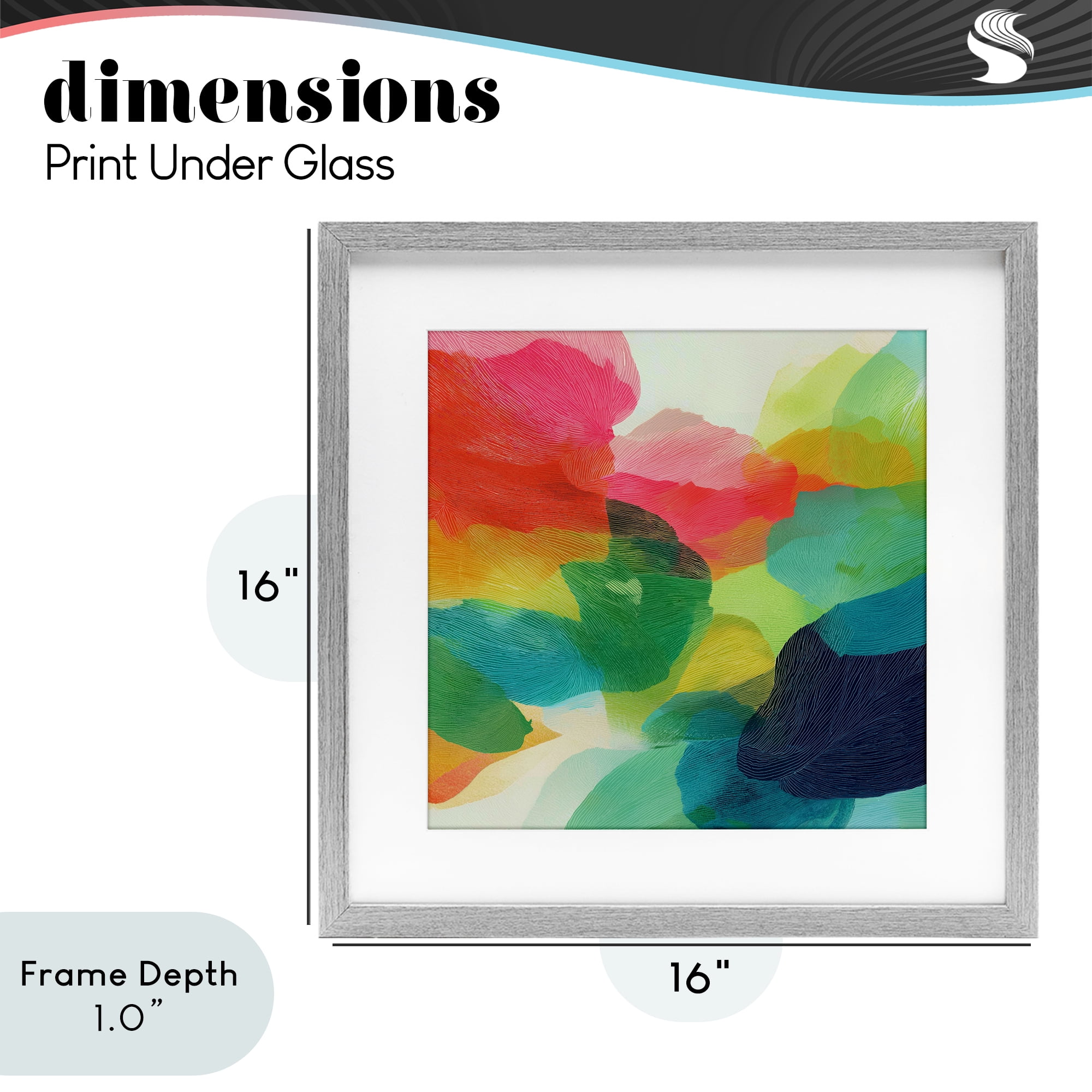 Stupell Industries Vivid Flowing Color Field Gray Framed Print Under Glass, design by Chromatic Storm Studio