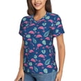 thumbnail image 2 of Honeii Plants And Flamingos Print Women's Classic V-Neck T-Shirt,Womens Fashion Tops,Stylish Everyday Top for Women, Casual Summer Spring Outfits Clothes-Small, 2 of 5