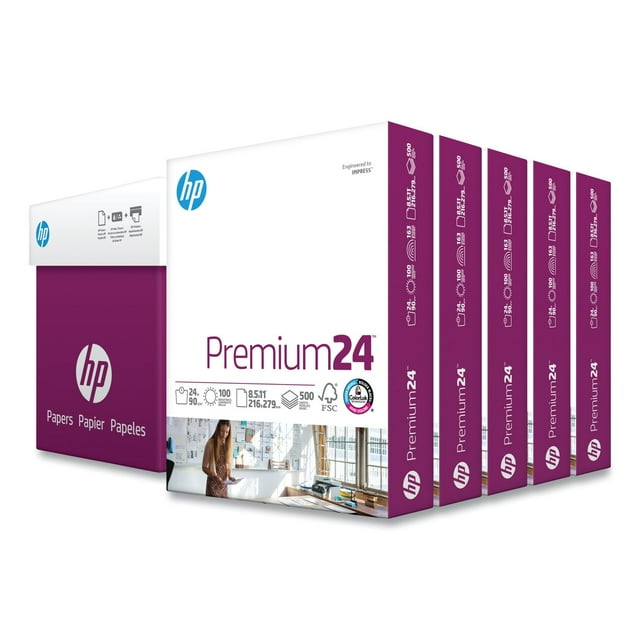 HP LaserJet Paper, 24lb, 97 Bright, Letter, Ultra White, 1 Carton (2,500 sheets)