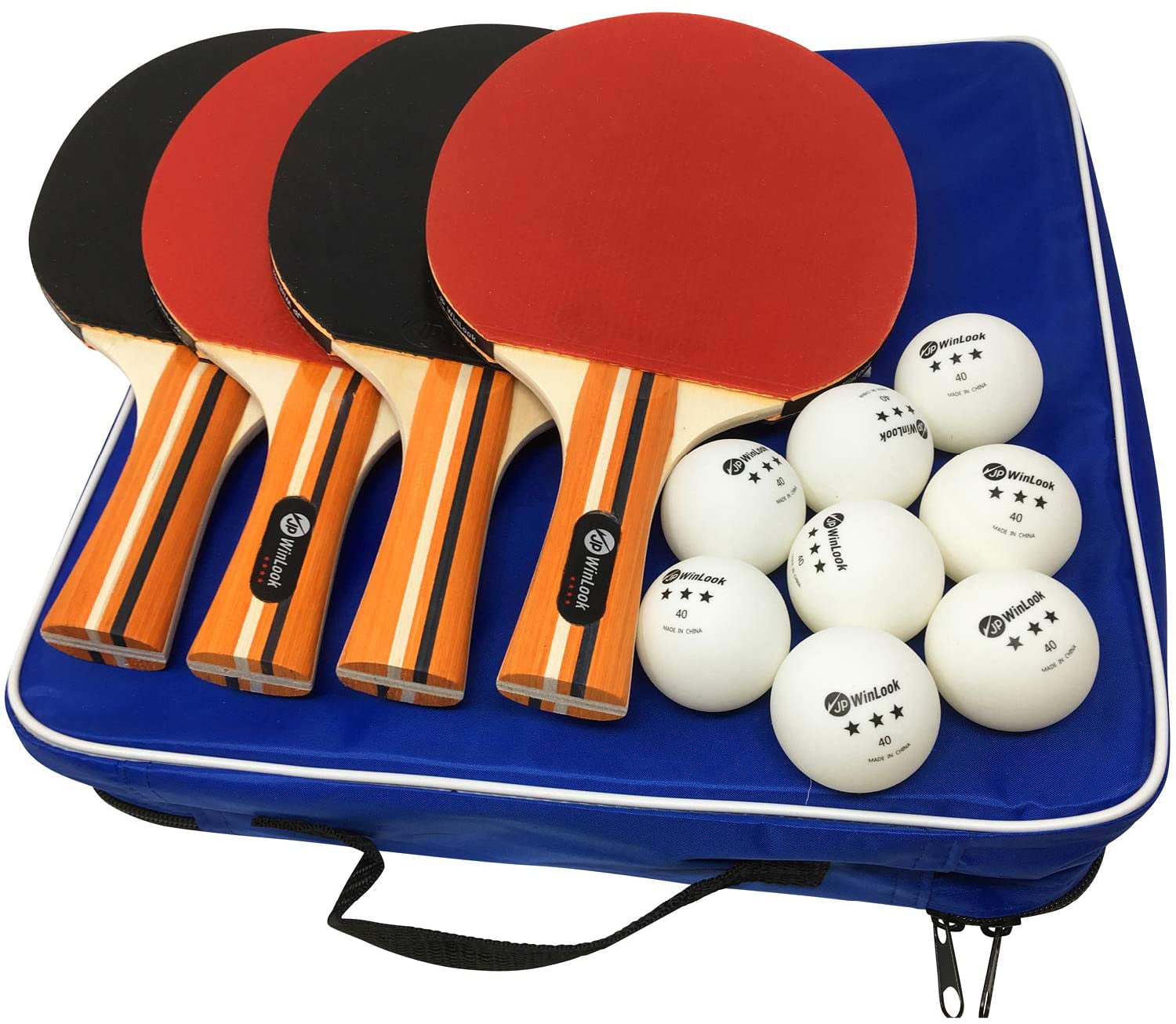 Ping Pong Paddle Set of 4 Premium Table Tennis Rackets with 8 Professional Balls 
