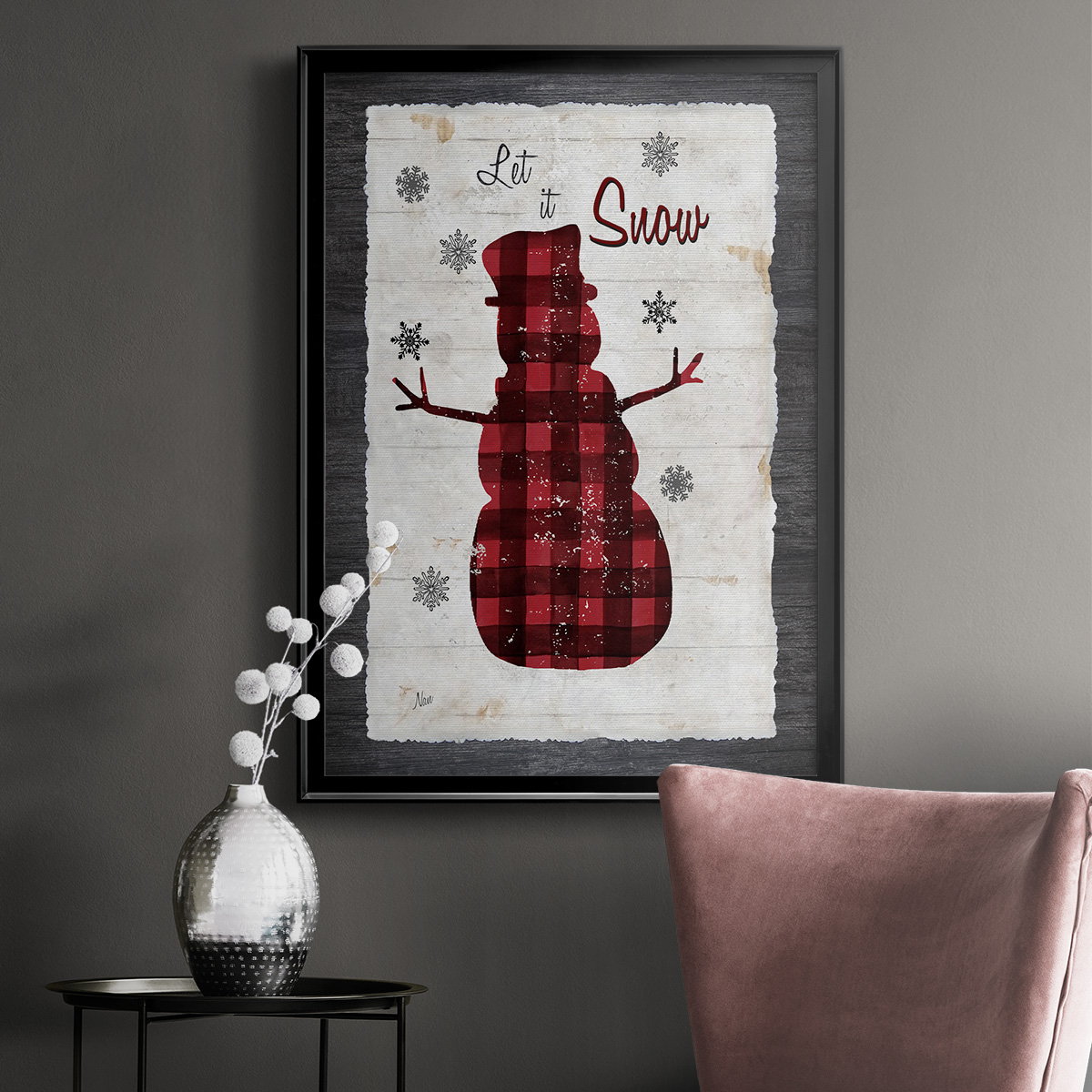 Checkered Snowman I Premium Framed Print - Ready to Hang
