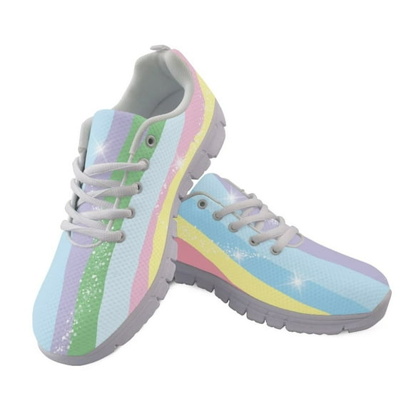 Psesaysky Athletic Shoes for Adults and Teens Hiking Shoes Women Rainbow Sneakers Casual Tennis Shoes for Women