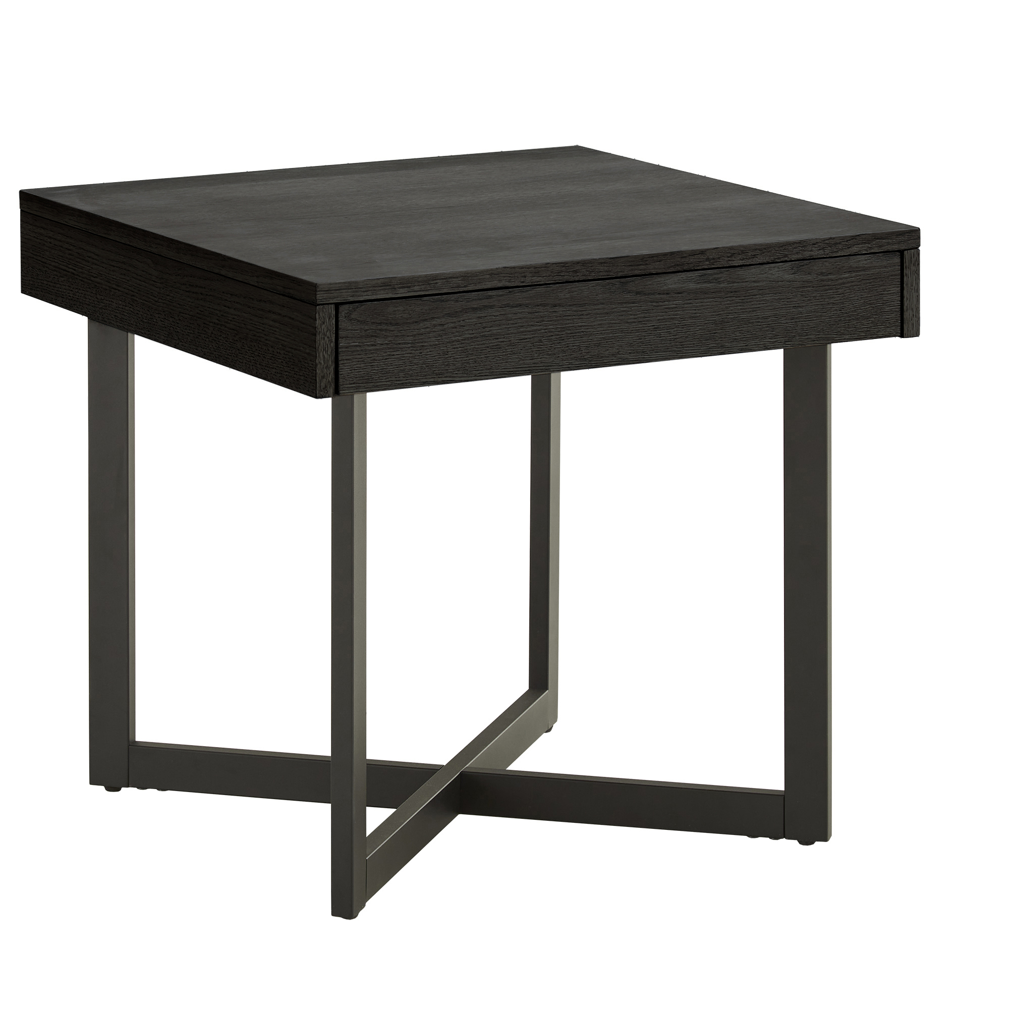 Weston Home Nadian Wood and Metal End Table with Drawer in Brown and Black