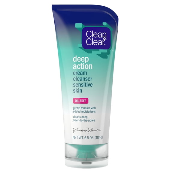 Clean and Clear Deep Action Cream Cleanser Sensitive Skin, 6.5 Oz.