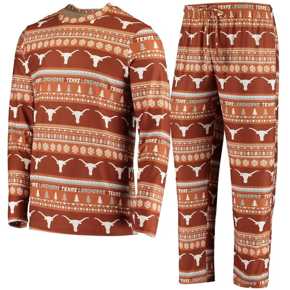 Men's Concepts Sport Texas Orange Texas Longhorns Ugly Sweater Knit Long Sleeve Top and Pant Set