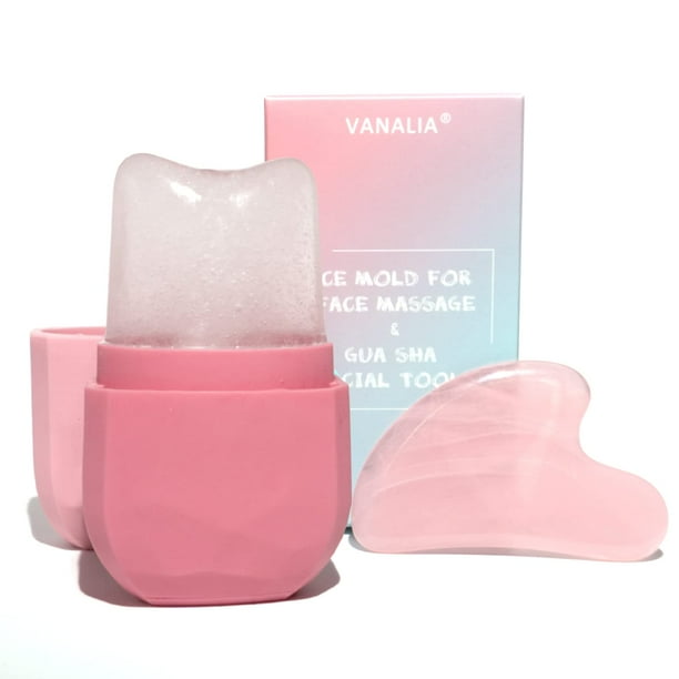 Set de Rodillo de Hielo y Gua Sha VANALIA para rostro ojos y cuello
