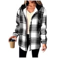 thumbnail image 2 of Cyber*Monday Chaoheng Womens Winter Jacket Women's Plaid Hooded Jacket,Button Front Thick Coat with Side Pockets, 2 of 6